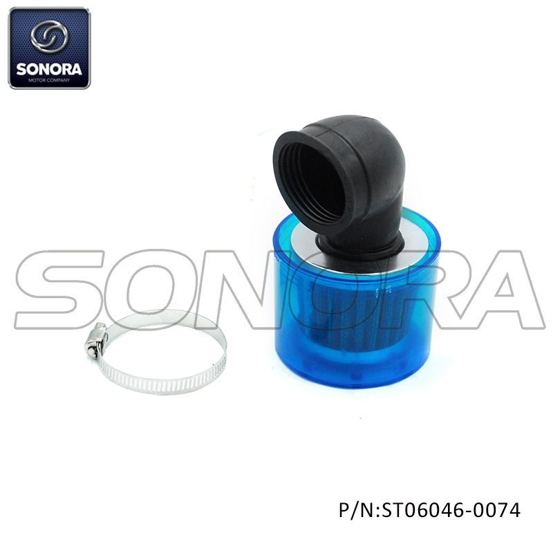 Air filter 90 degrees 38mm blue cove（P/N:ST06046-0074）top Quality