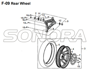 F-09 Rear Wheel for XS175T SYMPHONY ST 200i Spare Part Top Quality
