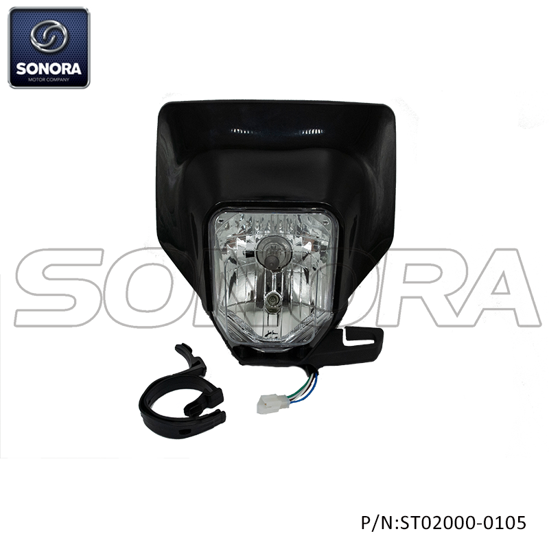 MOTORCROSS HEADLIGHT WITH COVER-BLACK(P/N:ST02000-0105) Top Quality