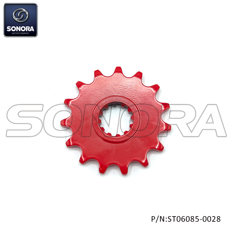 Minarelli AM6 Front Sproket 15 Teeth RED (P/N:ST06085-0028) Top Quality