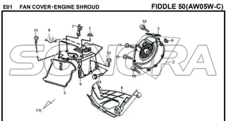 E01 FAN COVER‧ENGINE SHROUD FIDDLE 50 AW05W-C For SYM Spare Part Top Quality