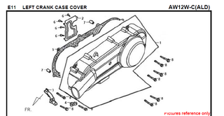 E11 LEFT CRANK CASE COVER FIDDLE 125 AW05W-C For SYM Spare Part Top Quality