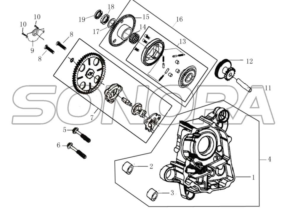 R CARNK CASE & OIL PUMP ASSY For LONGJIA