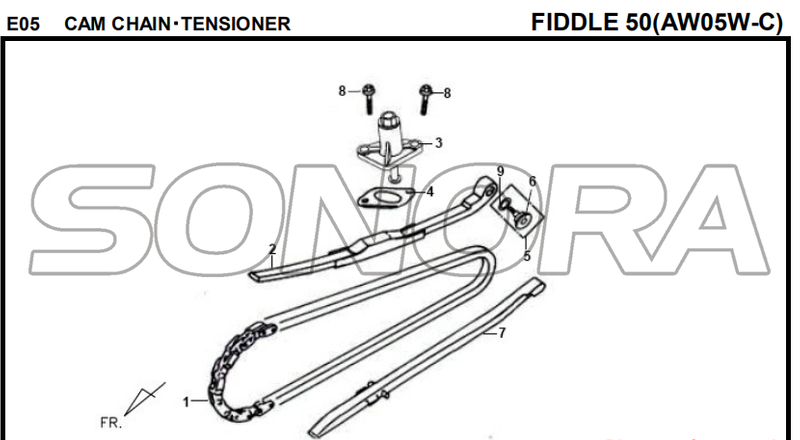 E05 CAM CHAIN‧TENSIONER FIDDLE 50 AW05W-C For SYM Spare Part Top Quality