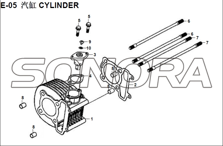 E-05 CYLINDER XS150T-8 CROX For SYM Spare Part Top Quality