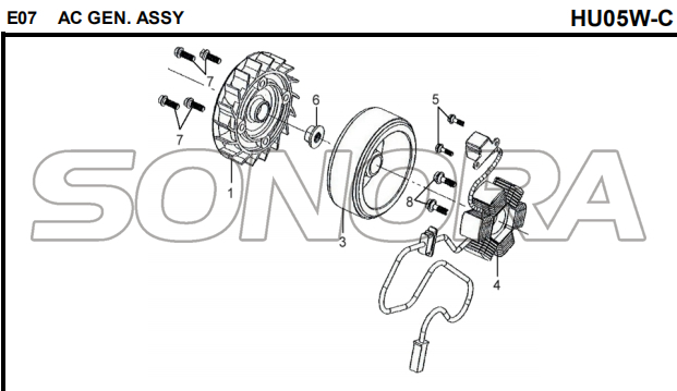 E07 AC GEN. ASSY for HU05W-C MIO 50 Spare Part Top Quality