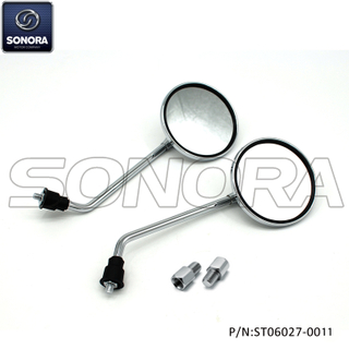 Mirror Chrome M8 with M10 adaptor for Vespa (P/N:ST06027-0011) Top Quality