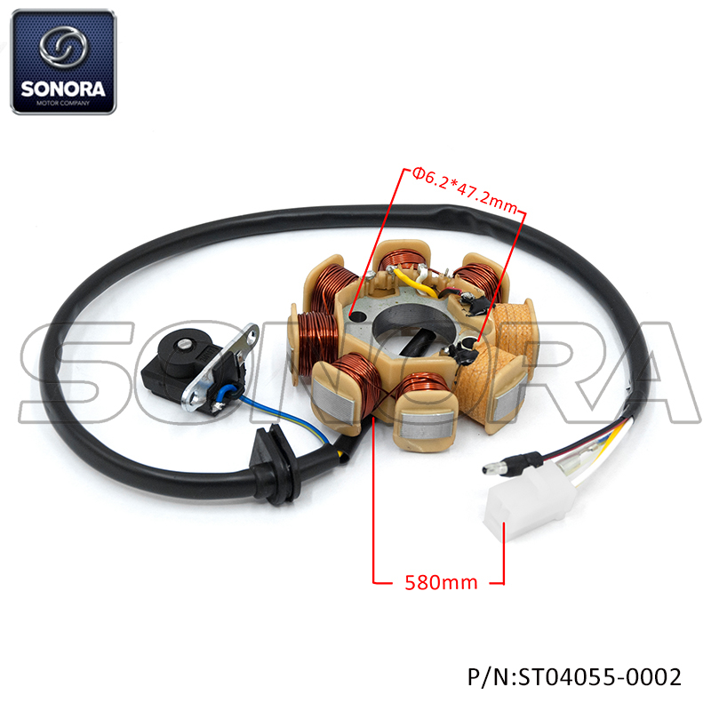 139QMA/B engine STATOR FULL WAVE CHARGING 3 PINS CONNECTOR (P/N: ST04055-0002) Top Quality