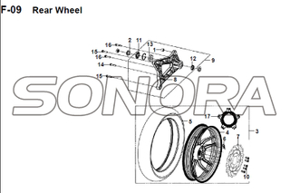 F-09 Rear Wheel JET 14 XS175T-2 For SYM Spare Part Top Quality