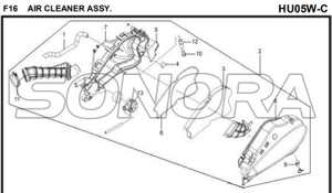 F16 AIR CLEANER ASSY for HU05W-C MIO 50 Spare Part Top Quality
