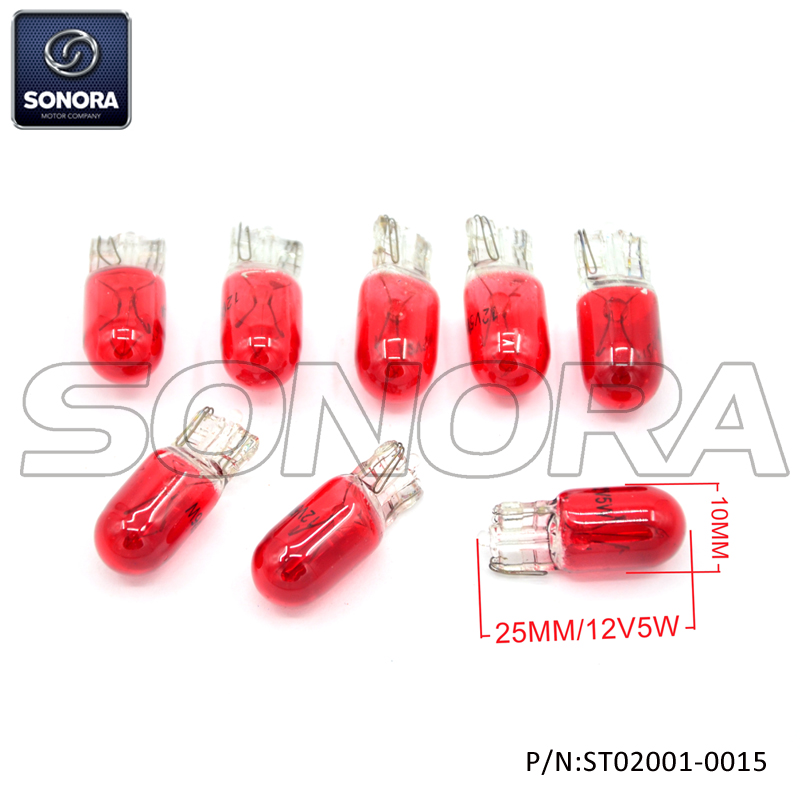 Bulb 12V 5W T10 Red (P/N:ST02001-0015) Top Quality
