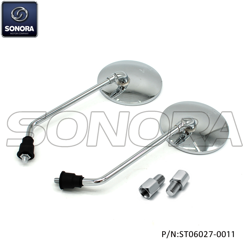Mirror Chrome M8 with M10 adaptor for Vespa (P/N:ST06027-0011) Top Quality