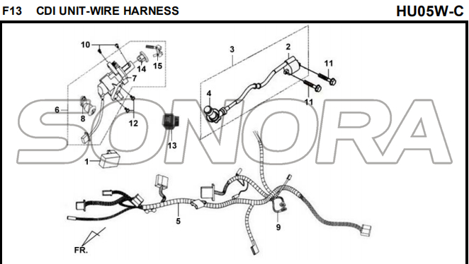 F13 CDI UNIT-WIRE HARNESS for HU05W-C MIO 50 Spare Part Top Quality