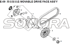 E-09 MOVABLE DRIVE FACE ASSY XS150T-8 CROX For SYM Spare Part Top Quality
