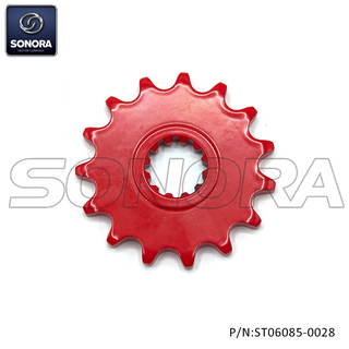 Minarelli AM6 Front Sproket 15 Teeth RED (P/N:ST06085-0028) Top Quality