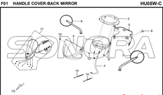 F01 HANDLE COVER-BACK MIRROR for HU05W-C MIO 50 Spare Part Top Quality