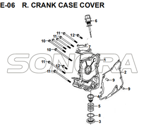 E-06 R. CRANK CASE COVER for XS175T SYMPHONY ST 200i Spare Part Top Quality