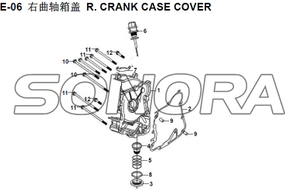 E-06 R. CRANK CASE COVER XS150T-8 CROX For SYM Spare Part Top Quality