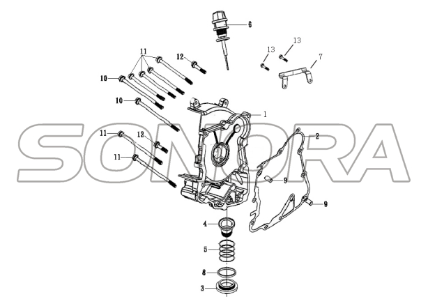 R.CRANK CASE COVER For LONGJIA